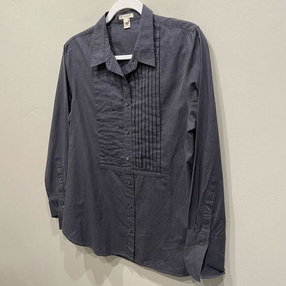 J.Crew Women’s Dark Charcoal Gray Button Up Blouse - Size: 8 - Picture 4 of 10